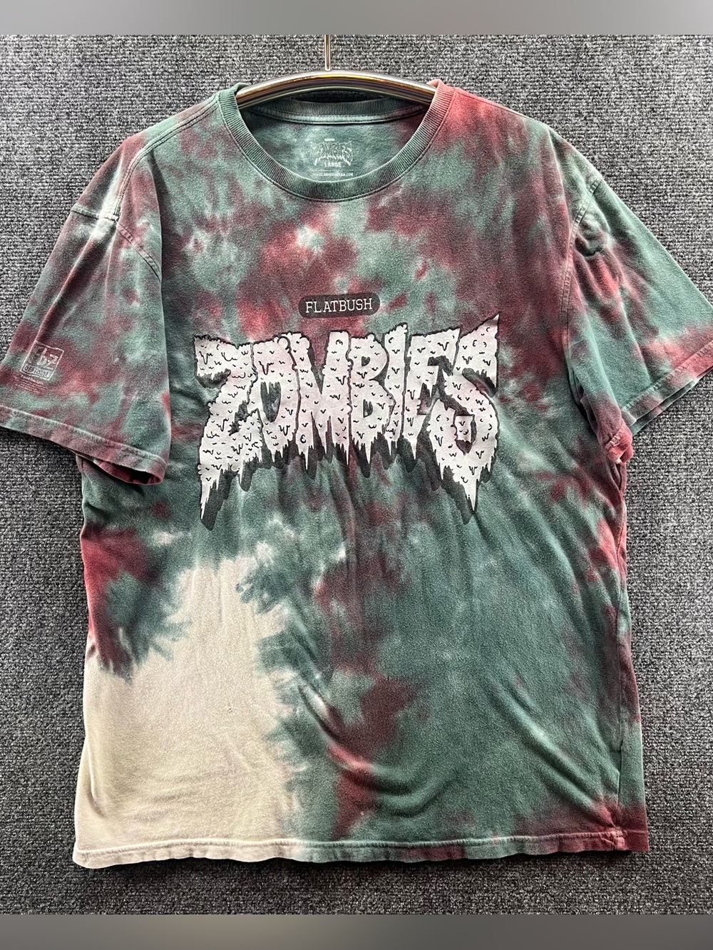 Flatbush Zombies Tie Dye T-Shirt Large Red/Green Distressed Faded Y2K Streetwear